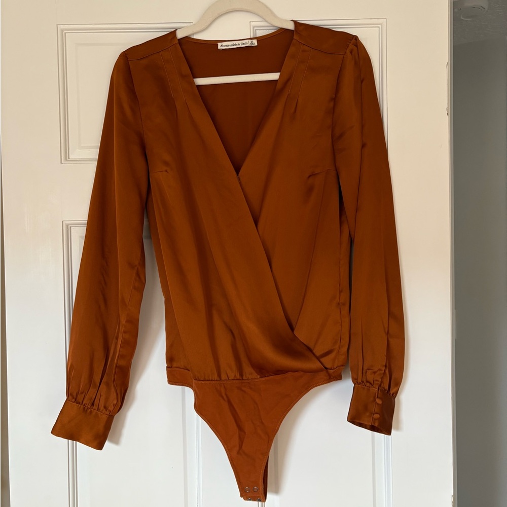 Abercrombie & Fitch Satin Rust Long Sleeve Bodysuit